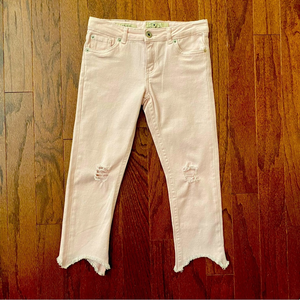 Distressed Pink Stovepipe Jeans